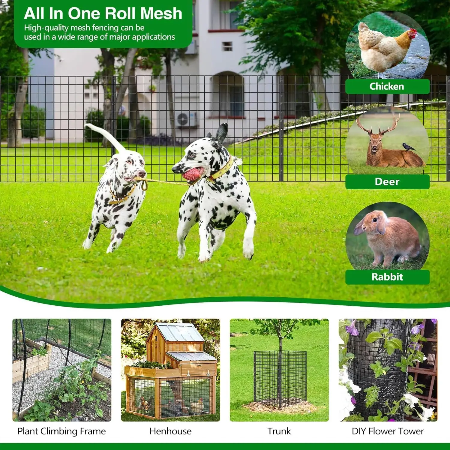 Recinzione in filo metallico saldato rivestito in PVC da 50 piedi x 48 pollici per giardino, cane, pollo - Rete metallica antiruggine