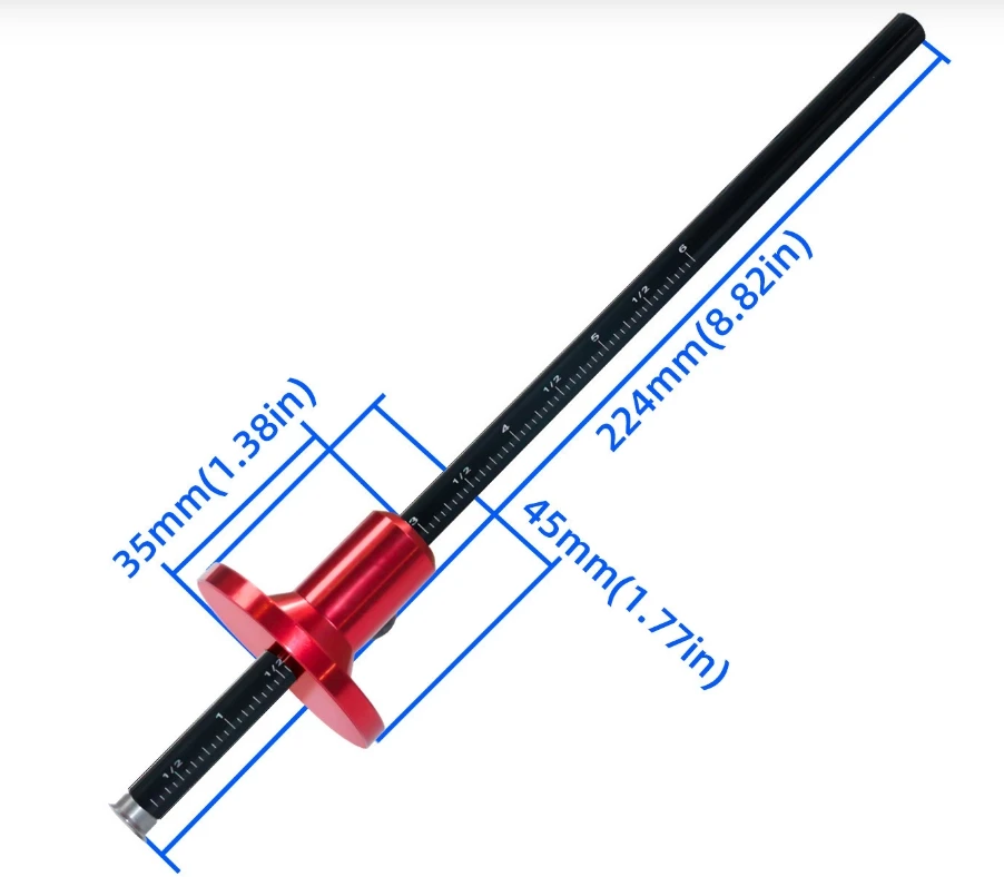 Double Head Wheel Marking Gauge Aluminum Parallel Line Drawing Tool Woodworking Marking Scriber Ruler w/Graduated Inch&MM Scale