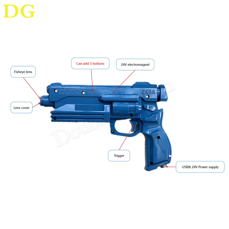 Arcade HOD 2 Household Light Gun Support PC and 24V Electromagnet Recoil House of Dead 2 Blue 4 Infrared Positioning