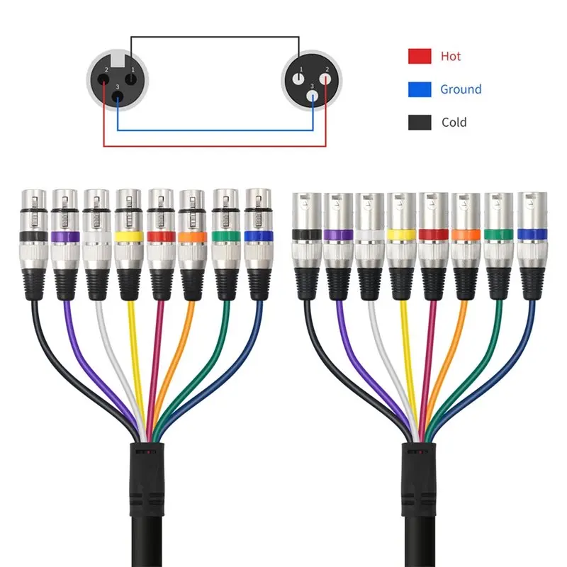 XLR Male To Female Audio 8-Channel For Recording Cable- For Recording 8 Way XLR For Studios, Live, Stage Stage Setup