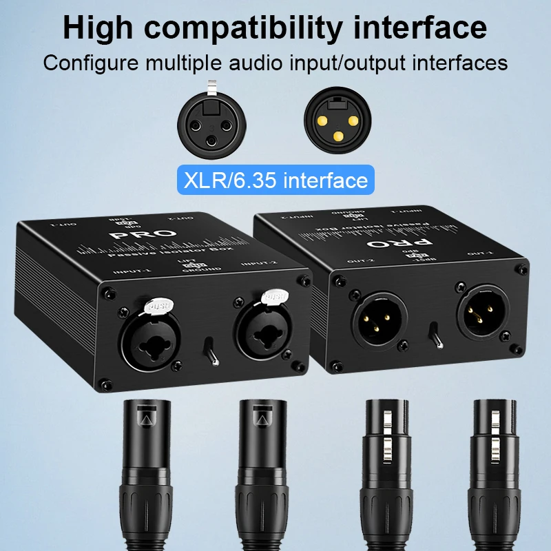 Permalloy Current Noise Eliminator XLR 6.35mm Audio Isolator Common Ground Filter for Microphone Mixer Live Broadcast