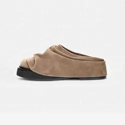 Men's and Women's Height Increasing Thick Soled Ankle Sleeves, Half Dragged, Worn with Pleated Suede Fashion Sandals