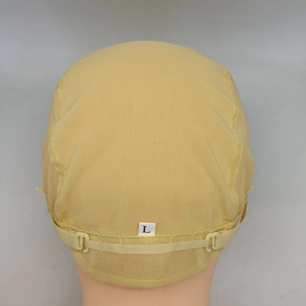 قبعة شعر مستعار من الدانتيل الأصفر للصنع مع شريط قابل للتعديل، قبعة شعر من الدانتيل ذات فتحة كبيرة، قبعات شعر مستعار من السيليكون قابلة لإعادة الاستخدام