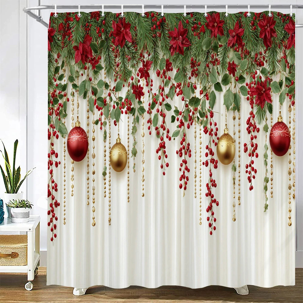 

Merry Christmas Shower Curtain 3D Printed Christmas tree Santa Claus Bathroom Curtains Waterproof Fabric Decor Bathtub Screen