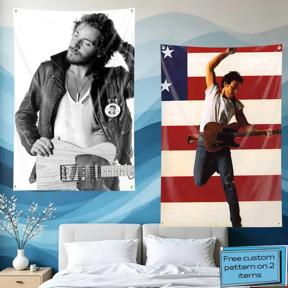 The Boss B-Bruce Springsteen Flag Tapestry Banner for Bedroom Living Room Outdoor Camping Custom Supported