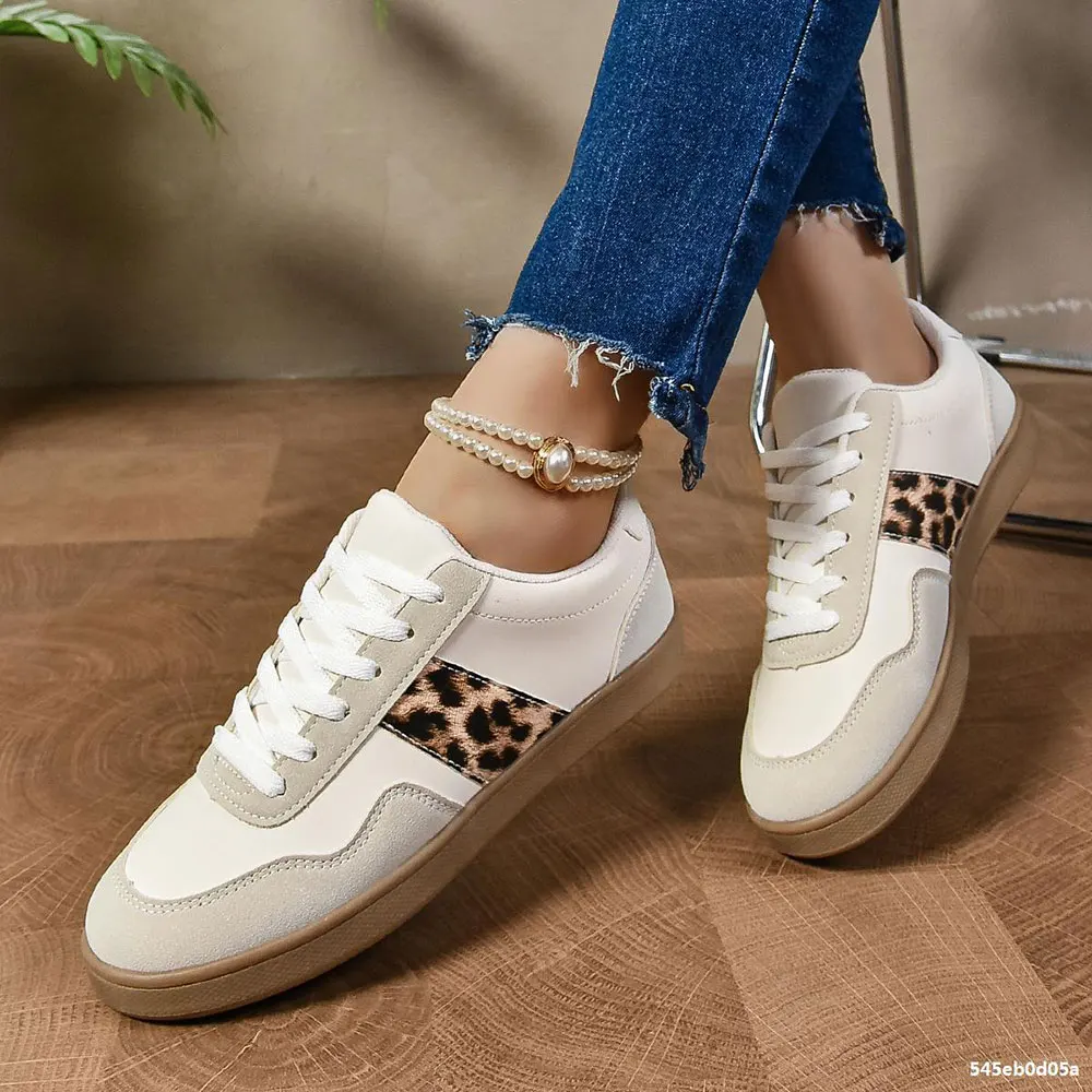 Woman Lace Up Shoes Women's Sneaker Casual Vulcanize Shoe for 2025 Spring Comfortable Flat Ladies Fashion Tennis Color Splicing