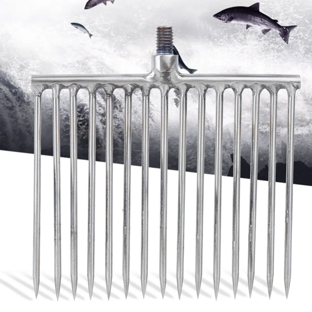 دائم الفولاذ المقاوم للصدأ الصيد الحربة 15 الشق مع واجهة 8 مللي متر الصيد الرمح الفضة الصيد أزعج الصيد معالجة #3