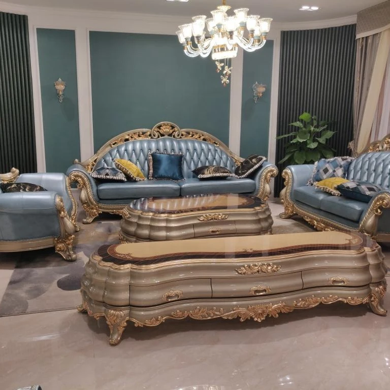 

Luxury leather sofa living room European living room cowhide sofa