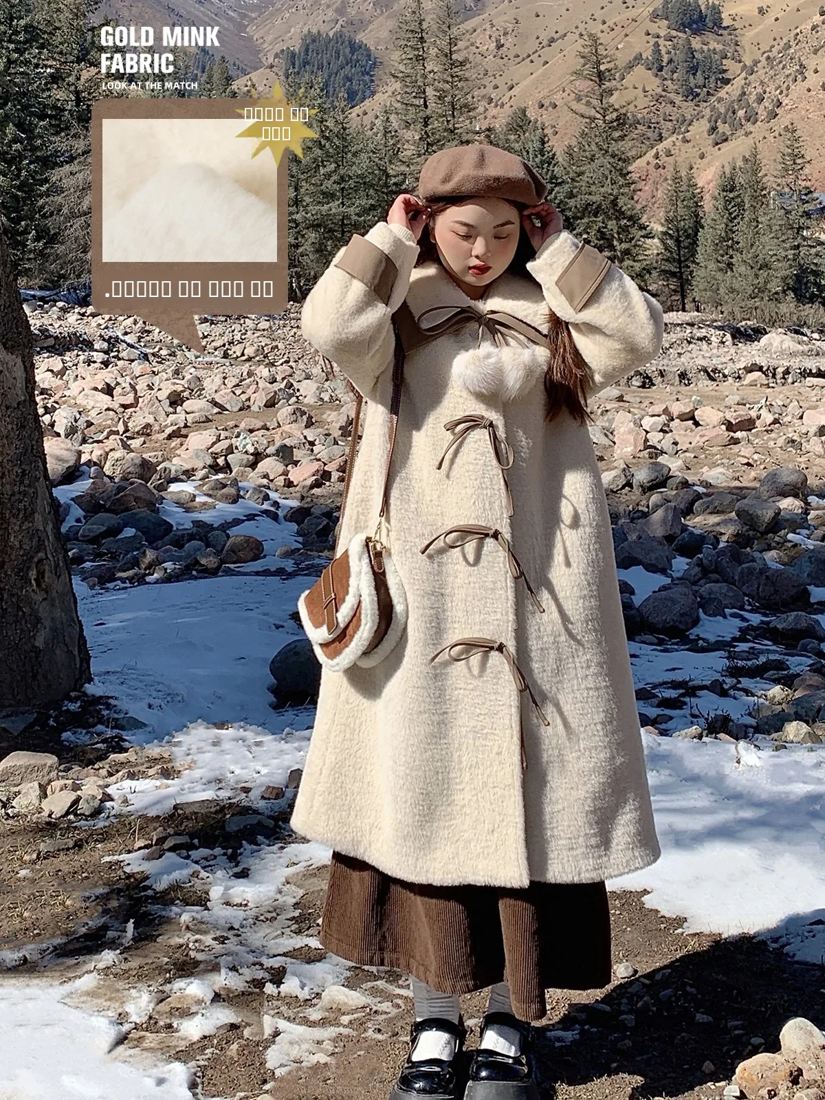 

Large Size Women's Navy Collar Mink Velvet Fur Coat Young Sle Age Reduction Mid-Length ell aroni Wheat Germ Coat