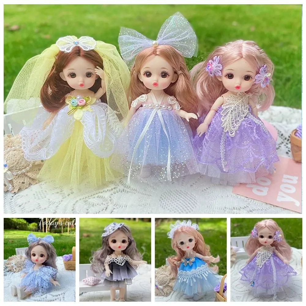 

16 Cm Big Eyes Princess BJD Doll Movabl 13 Joints 16cm Bjd Doll Safe Plastic Fine Clothes 13 Movable Joints Mini Girl Toy