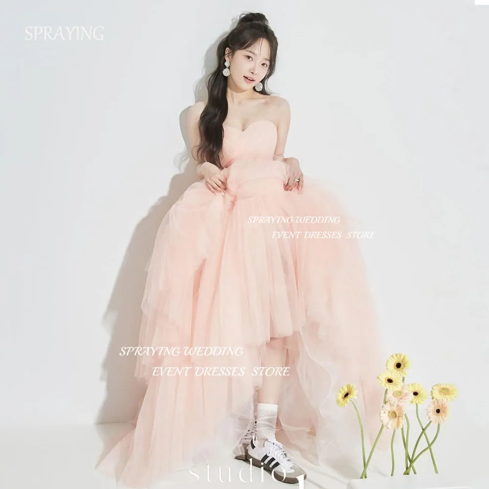 

SPRAYING Pink Sweetheart Evening Dress Korea Wedding Dress Photo Shoot A-line Floor Length Tiered Corset Party Customized 2025