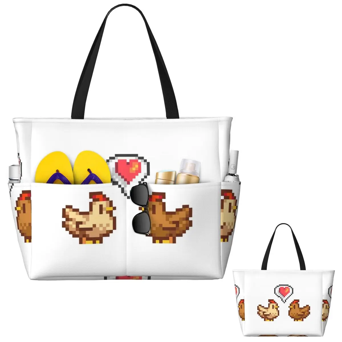 

Пляжная большая сумка Stardew Valley Chicken Lov, спортивная сумка для занятий йогой, большая большая сумка, женская дорожная сумка, сумка для фитнеса