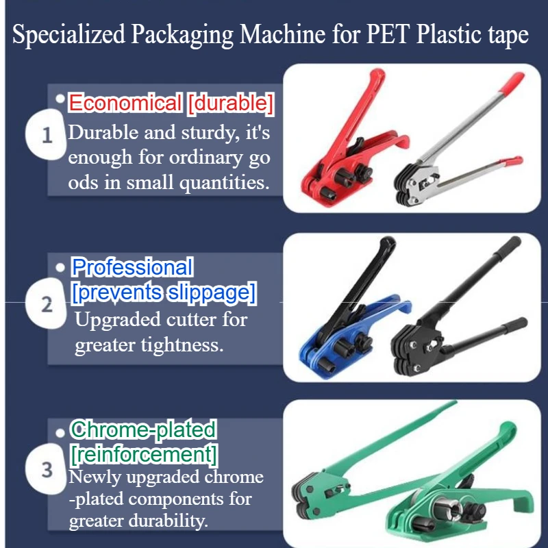 Kunststoff-Stahlgürtel, manuelle Umreifungsmaschine, Kit, Verpackungsbandwerkzeug, robuster Spannschneider, Polyester-Polyproplyn-Gurt