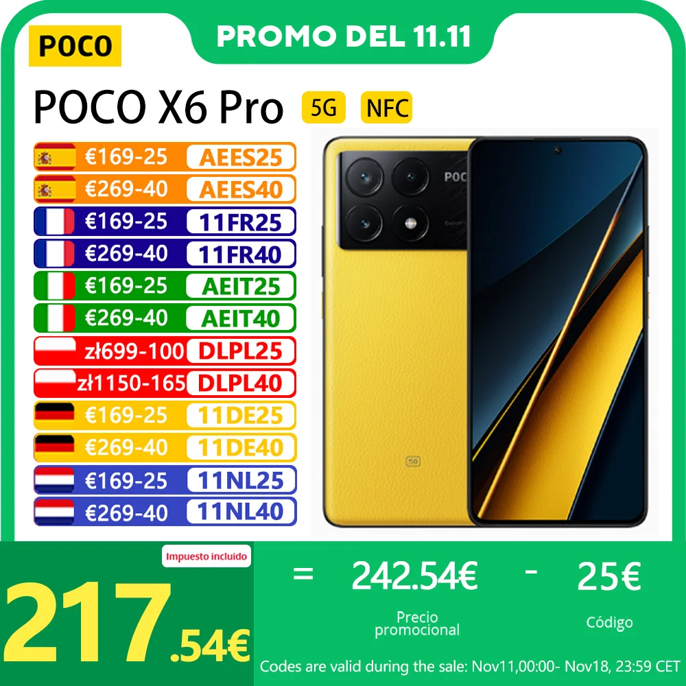 POCO X6 Pro 5G Smartphone, NFC, Dimensity 8300-Ultra, 120 Hz, 64MP Kamera, 67 W Aufladen, 5000 mAh, globale Version