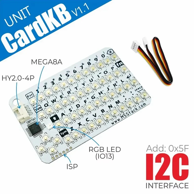 6Pack X(CardKB V1.1 Mini 50-Key QWERTY Keyboard Unit with ATMega8A MCU RGB LED Programmable for UIFlow