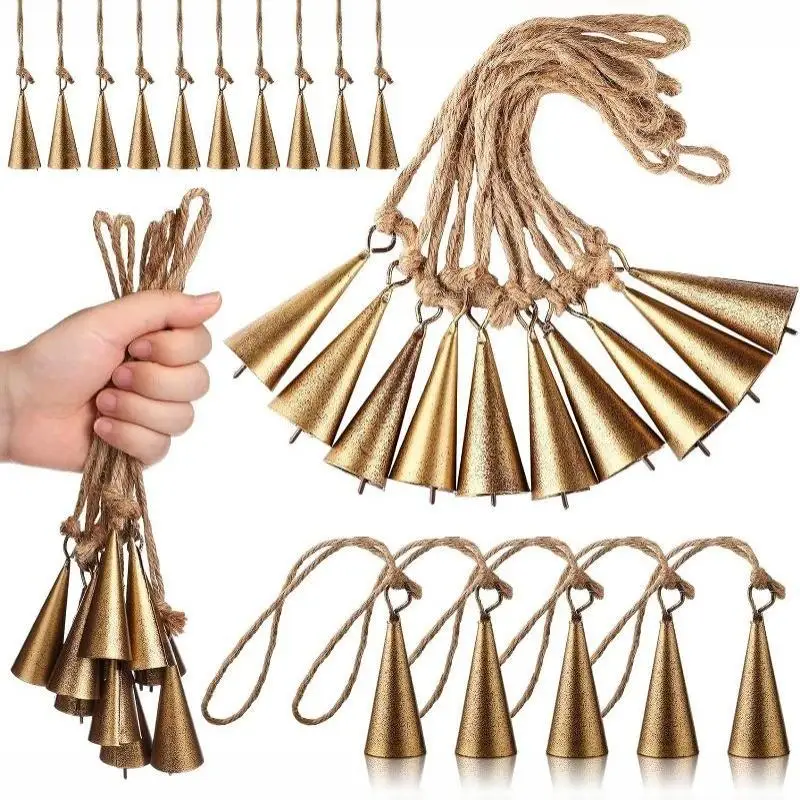 New Rustic Iron Tin Metal Vintage Jingle Bells Rusty Trumpet Bells For Garland Crafts Wreath Christmas Ornaments