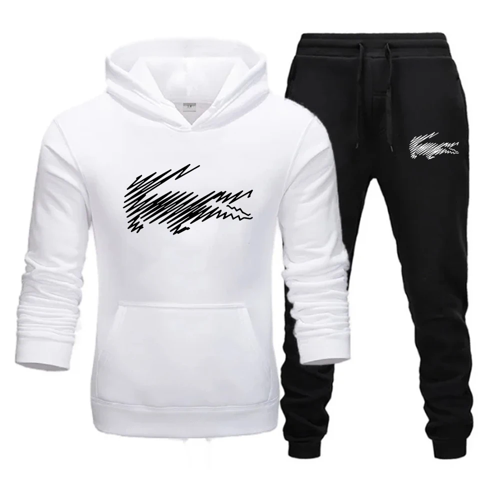 Men's Letter Print Tracksuit Casual Jogging Suit Outdoor Set Hoodies + Sweatpant 2pcs Autumn Fashion Clothing