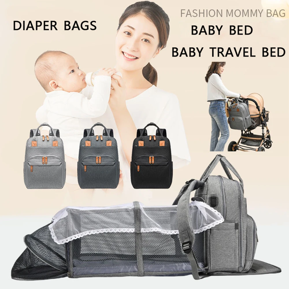 

Large-capacity Mommy Bag Baby Travel Bed Mosquito Net Portable Folding Crib Bed Folding Baby Backpack Female Mommy Outting Bag