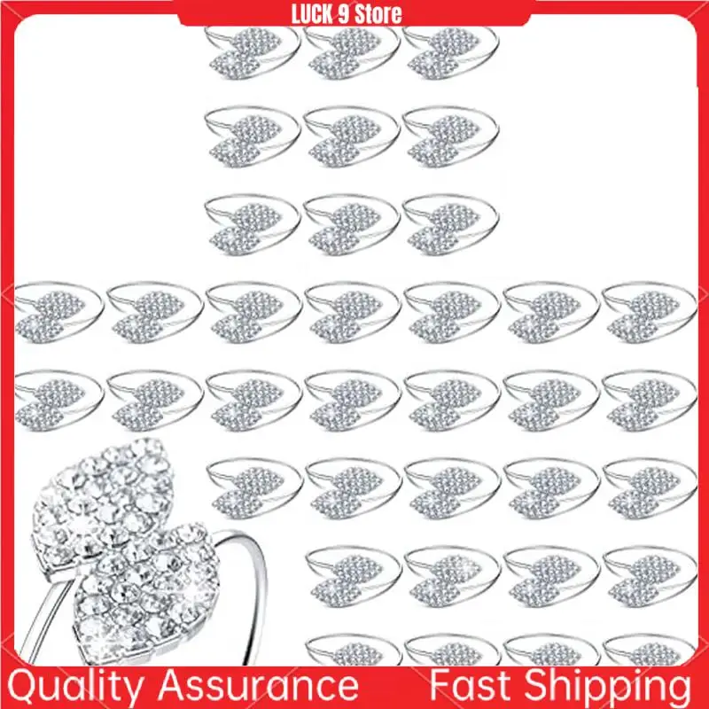 100Pcs Napkin Rings,Leaves Napkin Holders Rhinestone Napkin Buckle For Wedding Party Festival Dinner Table Decoration Durable B