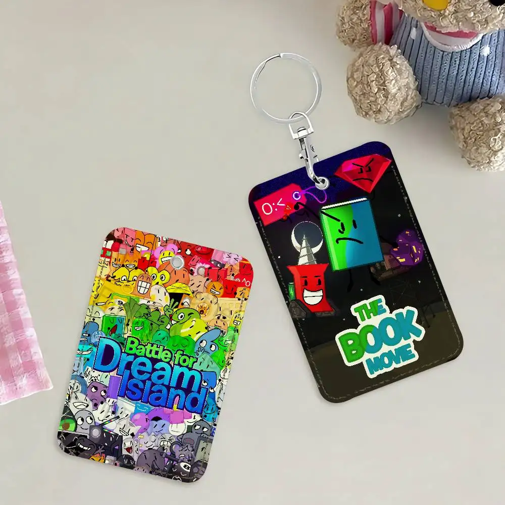 Cartoon B-Battle For D-Dream Island Card Holder for Home Use Bank Credit Card Protective Sleeve Student ID Key Chain Cover