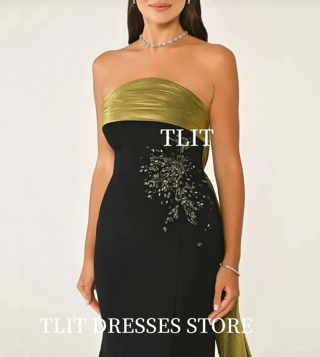 TLIT eleganckie satynowe aplikacje suknie wieczorowe syrenka bez ramiączek suknie na bal maturalny dostosowane sukienki imprezowe dostosowane Vestidos de fiesta