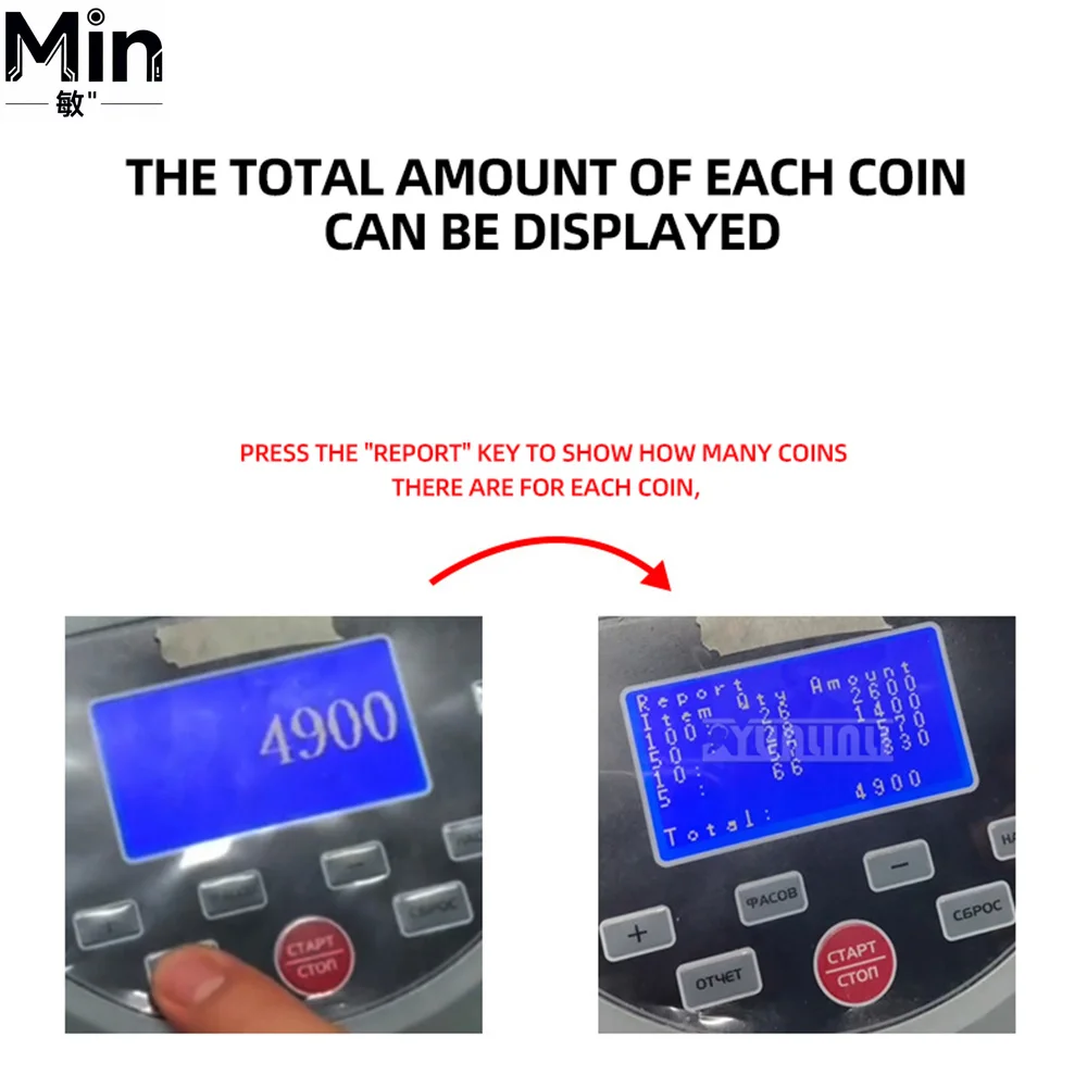 Euro/JPY/THB/MYR Coin Sorter Machine High Speed 1000 Coins/min 500-1000 Coins Capacity 4 Coin Tubes