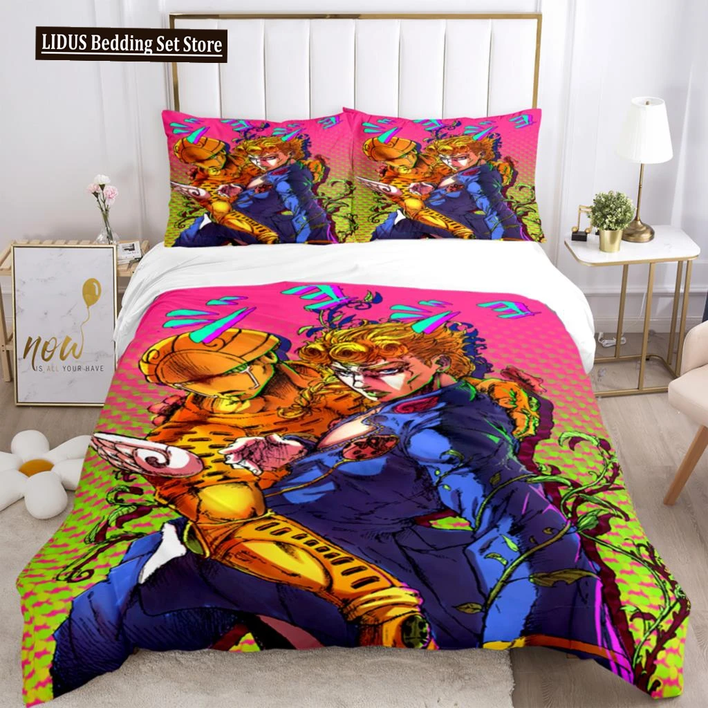 

JOJO Anime Print Three Piece Bedding Set Fashion Article Boys Or Adults For Beds Quilt Covers Pillowcases Bedding Set Gift