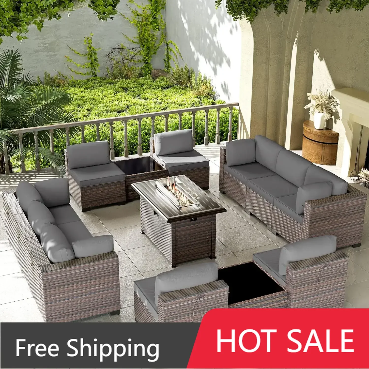 Conjunto de móveis para pátio externo, 13 peças, com 43