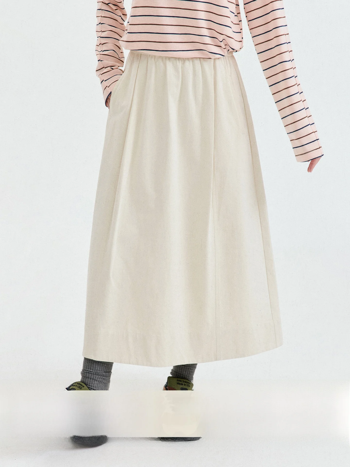 North Island AMUU Original Korean Style Color Elastic Waist A-Line Skirt Women's Gentle Mid-Length Skirt