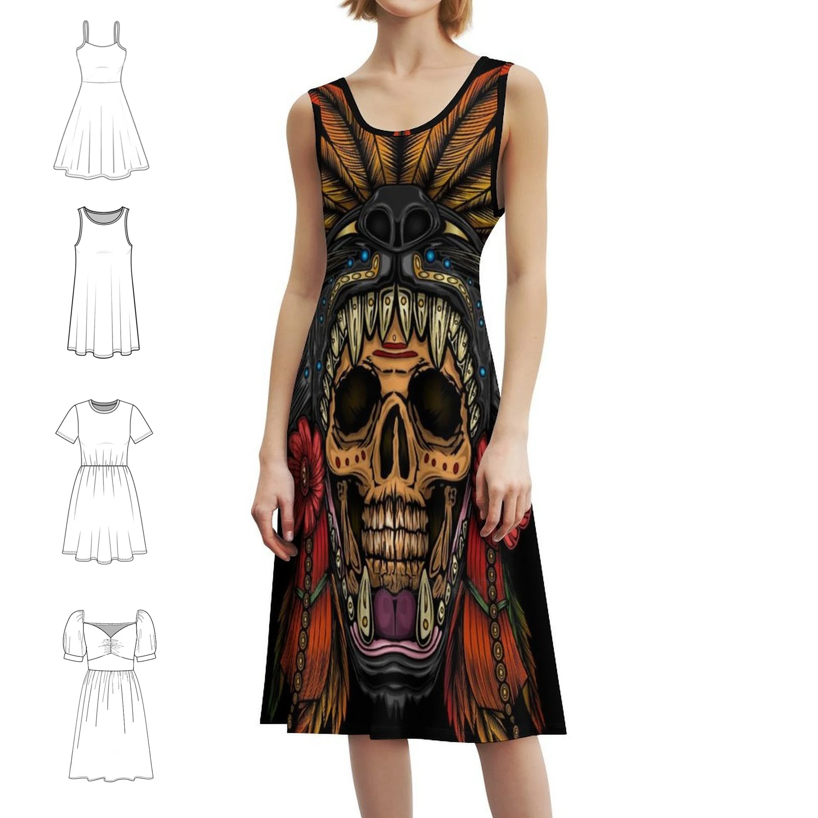 

Aztec Sweetheart Neckline Dress Elegant Summer Party Dress For Women Aztec Inca Mayan Gold Ancient Mythology Women's Dress