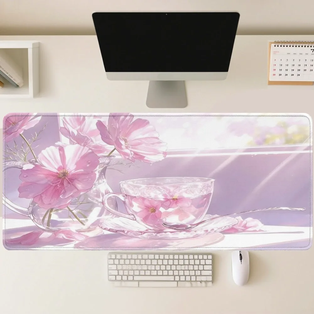 Tapis de clavier au design de tasse à thé mignon, tapis de bureau, organiseurs de bureau et plateaux, tapis de souris