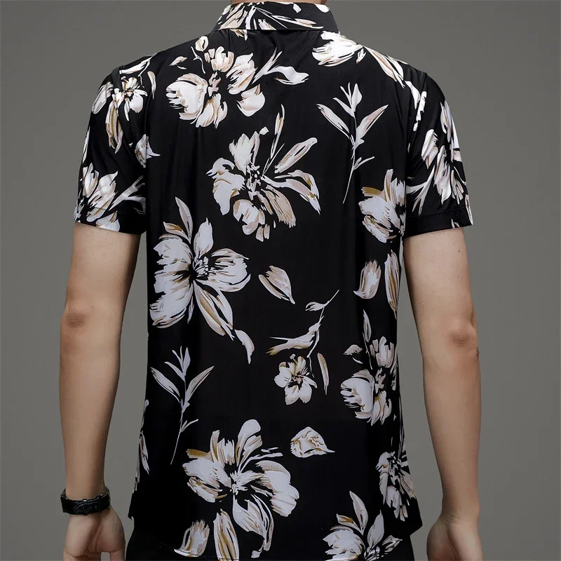 Shirt Floral Short Sleeved Ice Silk Loose, Comfortable, Fashionable, Casual, Versatile, New Summer Products for Men