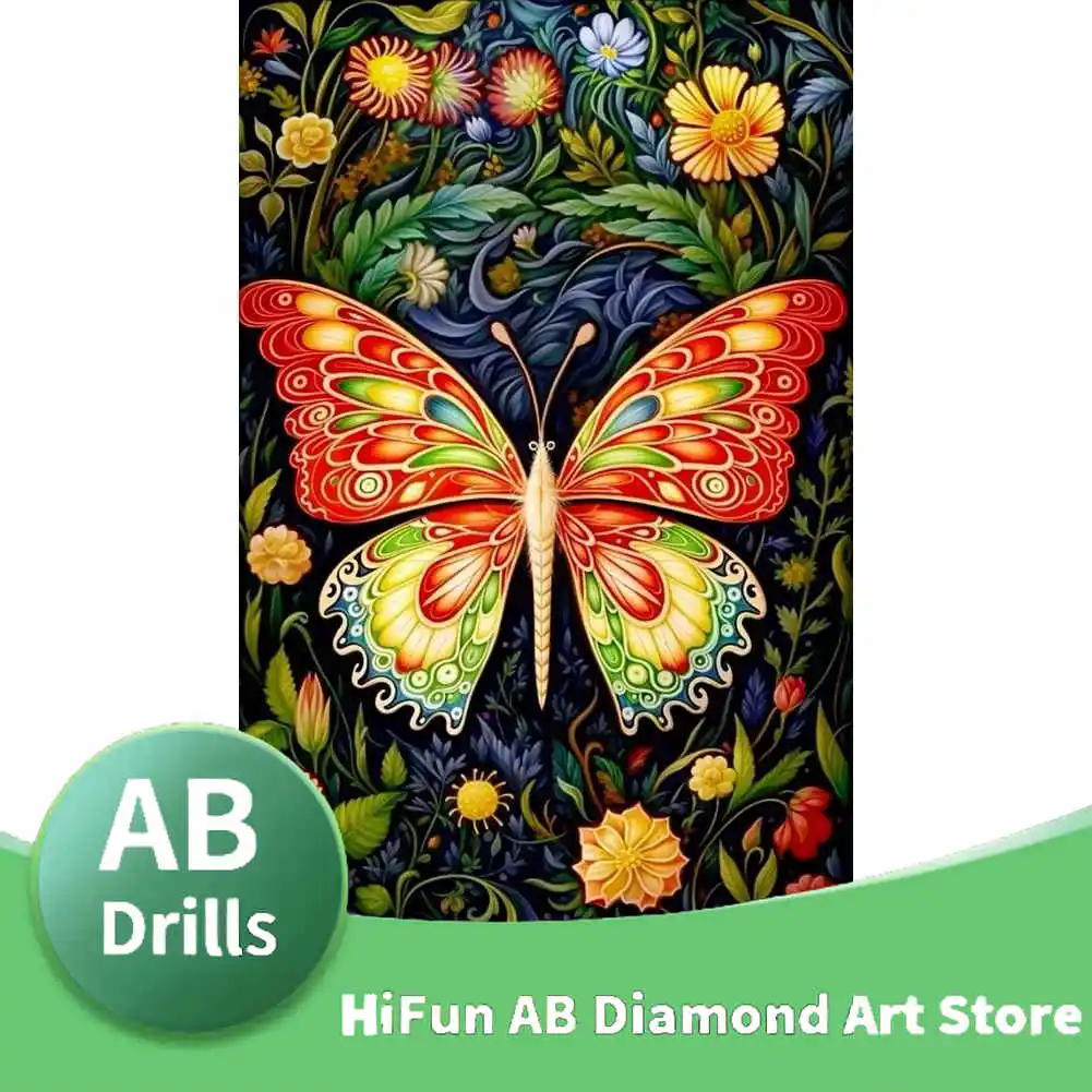 Adult Diamond Art Butterfly Kit with Part AB Diamonds, Beginner Full Diamond Dot Painting,Painting Gemstone Art Kit DIY Crafts