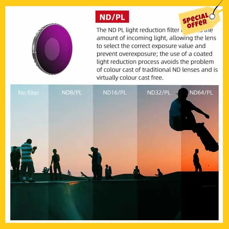 مرشح BRDRC لمرشح DJI Osmo Action 4 ND8/ND16/ND32/ND64 استبدال مرشح عدسة الكاميرا بدون طيار
