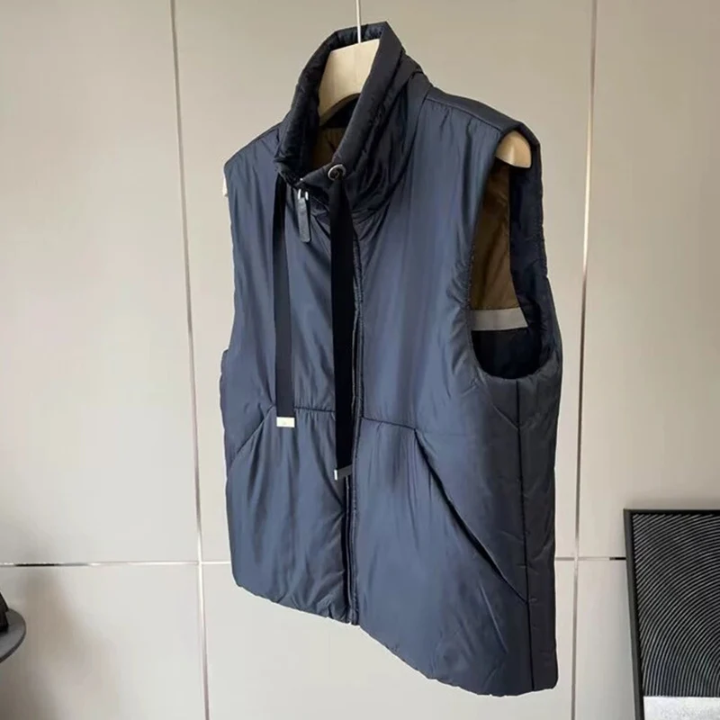 Schinteon Gilet da donna in piumino d'anatra bianco Colletto alla coreana Giacca senza maniche casual Semplice tinta unita Alla moda Autunno Inverno Top Nuovo