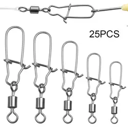 25Pcs Fishing Accessories Eight-ring Connector Stainless Steel Snap Fishhook Swivels Tackle for Hooks Fishing