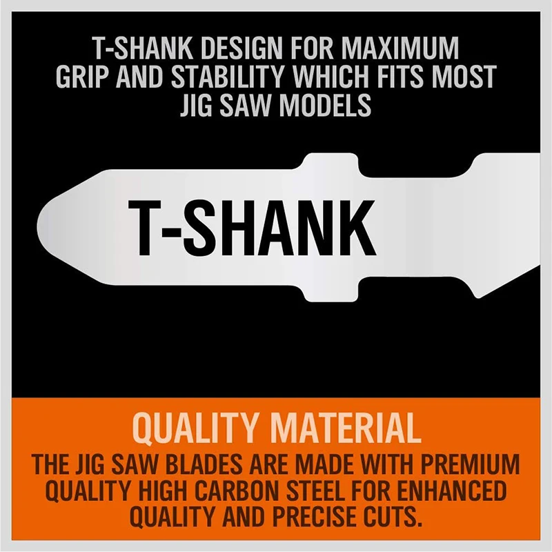 T Shank Jig Saw Blade Set, T-Shank Blades para madeira, plástico e corte de metal, Hot, 25 pcs
