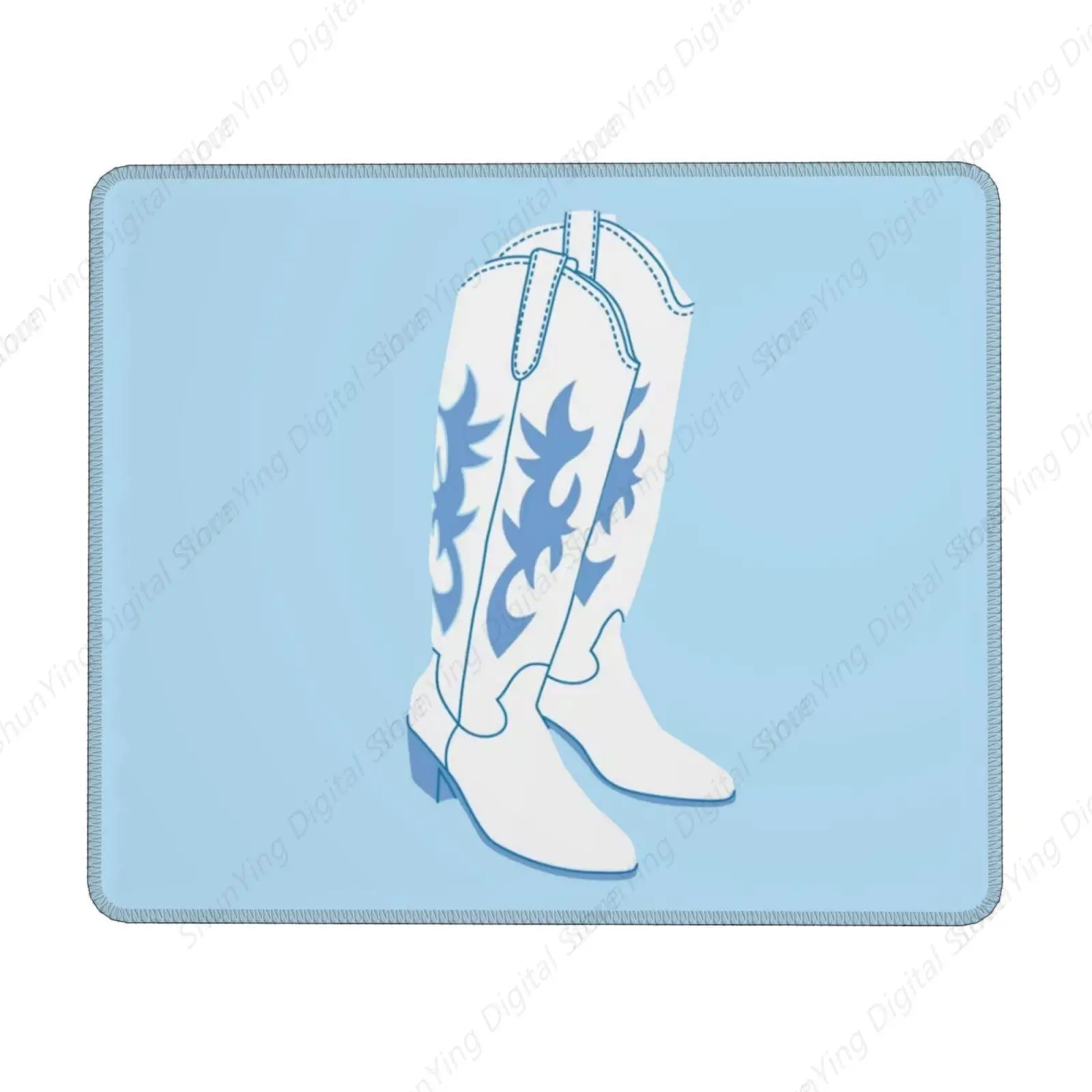 

Cute Shoe Mouse Pad Blue Western Suitable For Gaming Office Laptops Anti Slip Rubber Mouse Pad 18*22cm