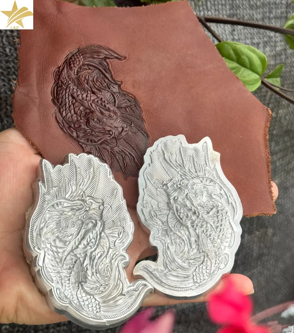 

2pcs Leather Embossing Stamp 3D Dragon Aluminum Alloy Mold Cold Stamping Die DIY Handmade Leather Craft Belt Wallet Emboss Tool