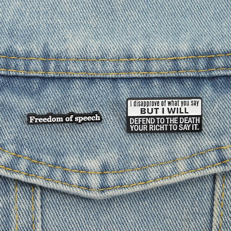 Free Speech Pin Bold Typography Style Freedom Of Speech I Disapprove Quote For Civil Rights Supporters Bag Jacket