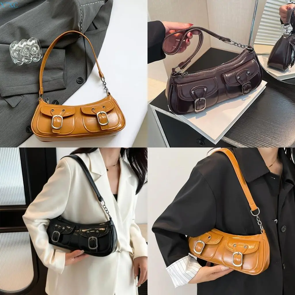 

X7XC Modern Women's Everyday Shoulder Bag PU Leather Underarm Bags Satchel Vintage Look With Practical Designs