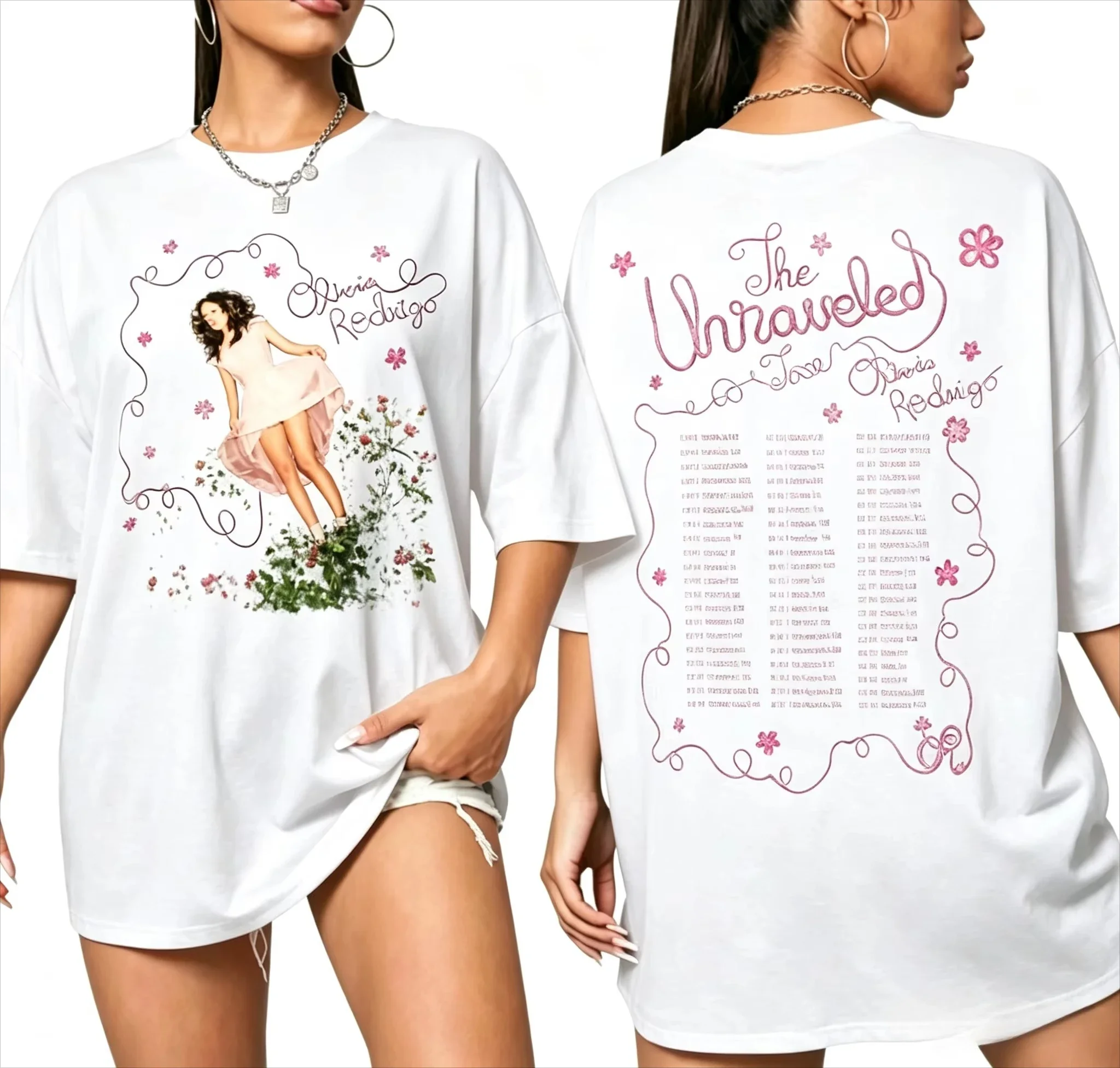 Olivia Rodrigo The Unraveled Tour 2026 T Shirt Women Men Oversized Short Sleeve Double Sided Print Concert Fan Tee