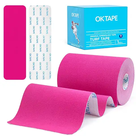 OK TAPE 잔디 테이프, 10CM X 6.4CM 프리컷 엑스트라 와이드 풋볼, 블랙 운동 방수, 내구성 및 슈퍼 끈적 끈적한 운동 요법 테이프