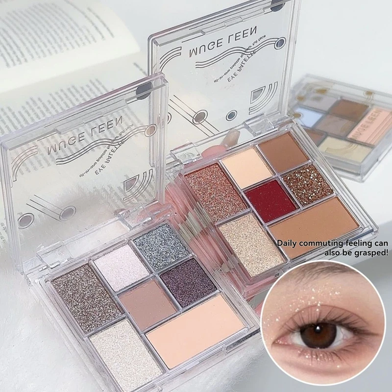 新7色マット韓国アイメイク顔料アイシャドウトレイ、長持ちアイメイクパレット、低彩度アイシャドウトレイ