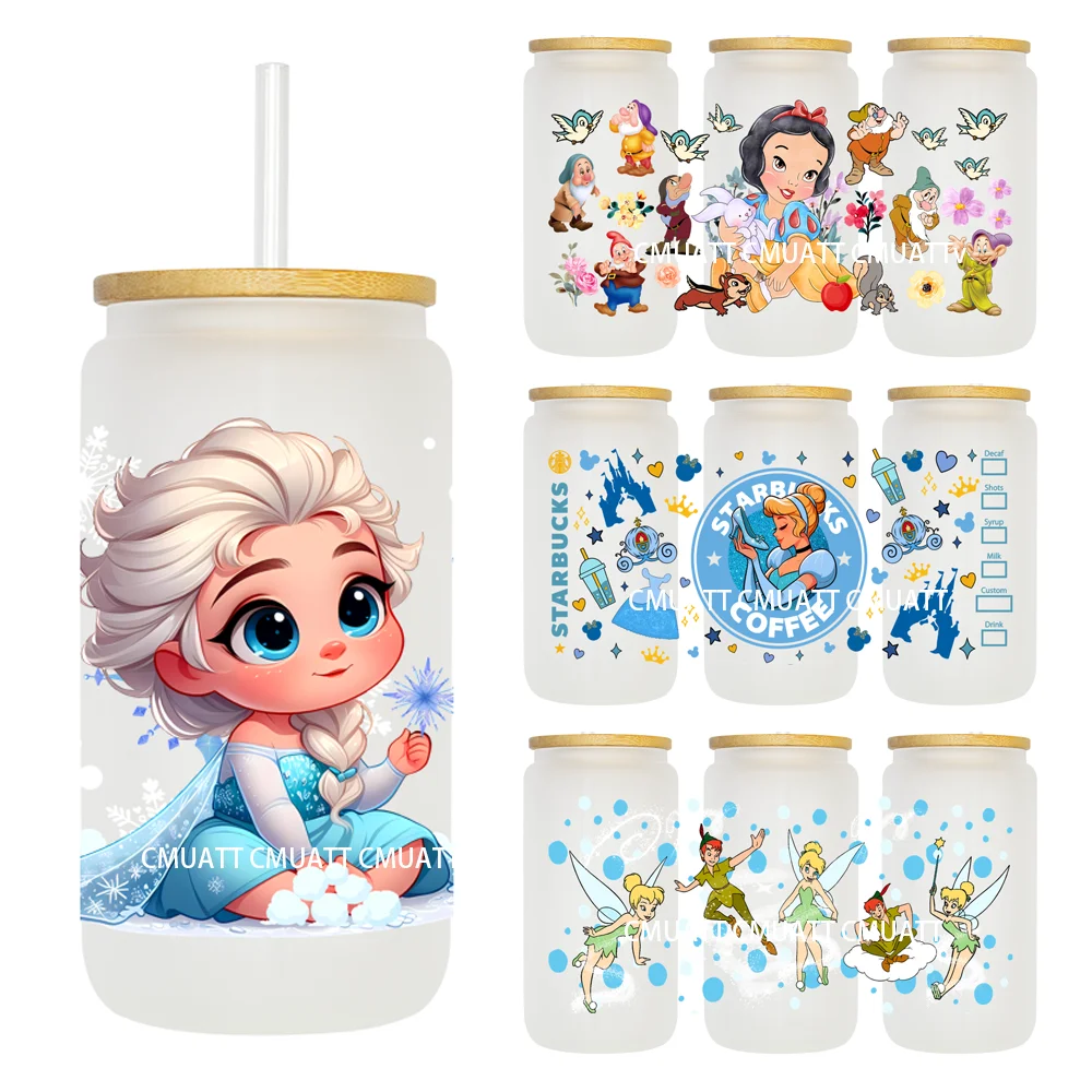 Little Princess With Friends 16OZ UV DTF Cup Wrap Transfer Sticker, etiqueta personalizada DIY, logotipo impermeable duradero para lata de vidrio