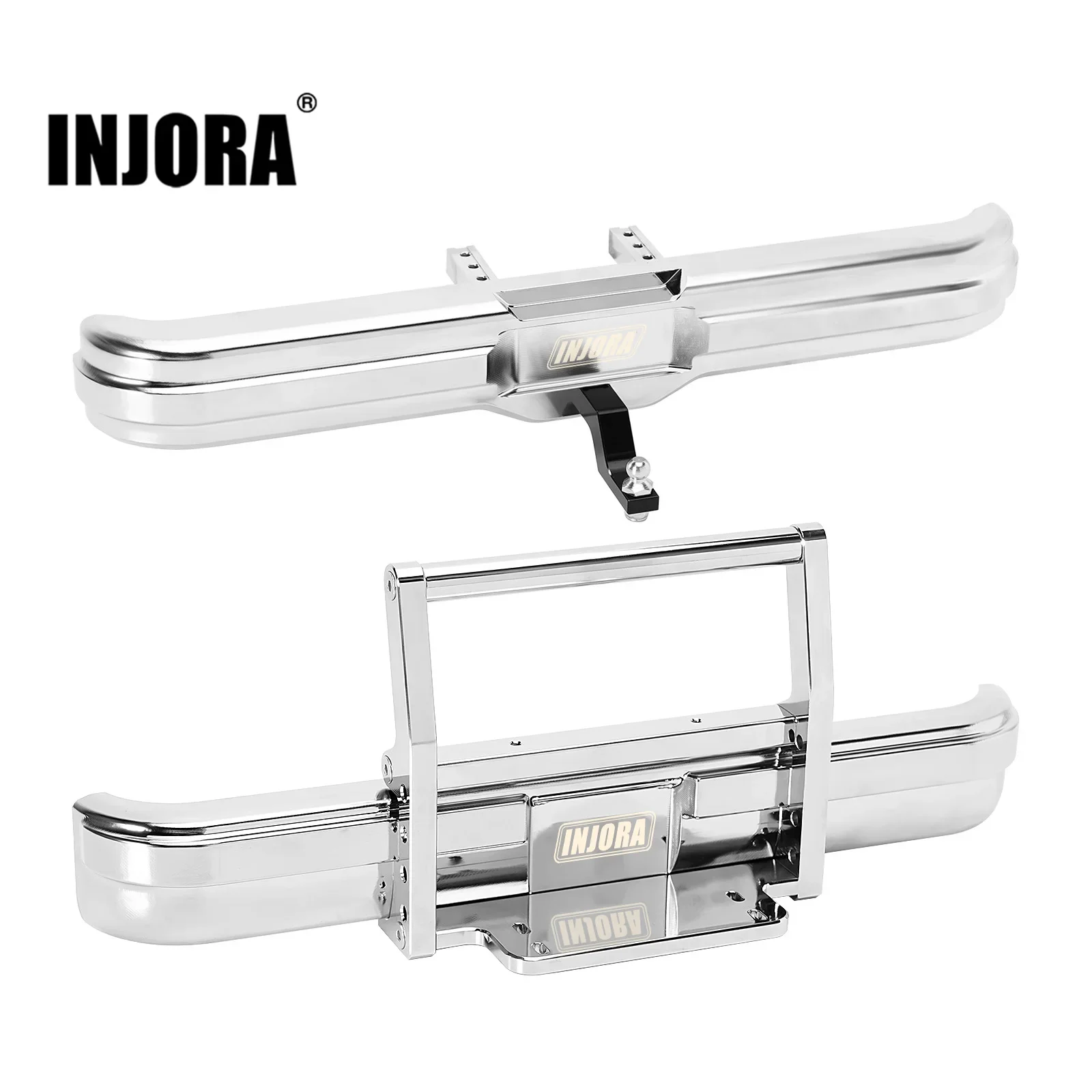 INJORA Aluminum Front Rear Bumper for 1/10 FMS FCX10 K5 Upgrade (Chrome)