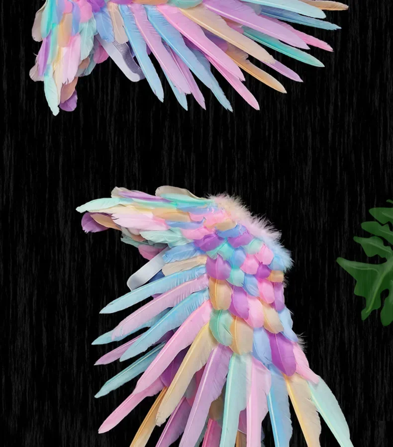 Schwarz Weiße Feder Engelsflügel Erwachsene Kinder Schwalbe Vogel Kostüm Cosplay Halloween Requisiten Party Zuhause Hochzeit Festival – Detail 5