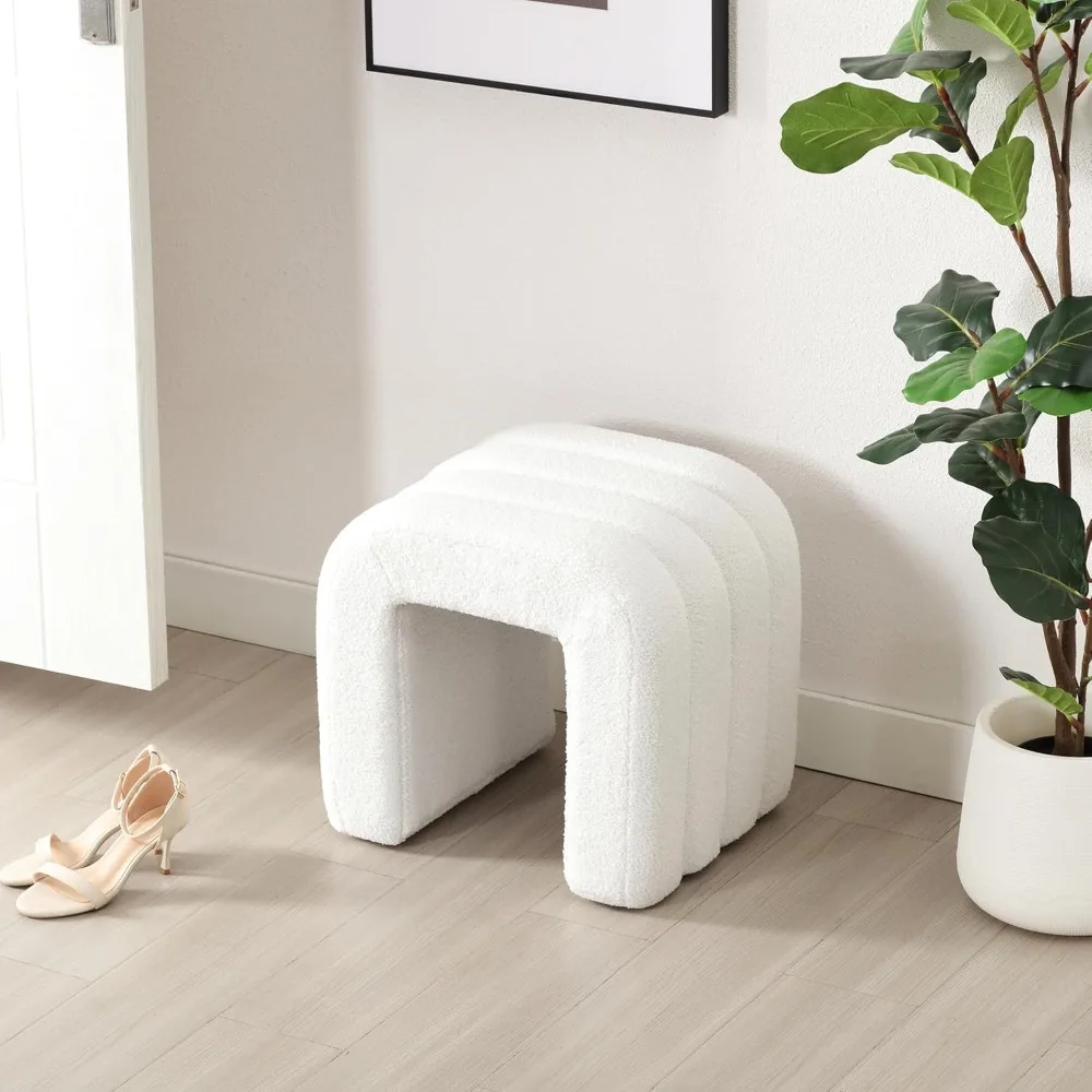 Functional Pouf Ottoman, Footrest for Couch, Modern Vanity Stool for Make-up Room, Living Room and Entryway