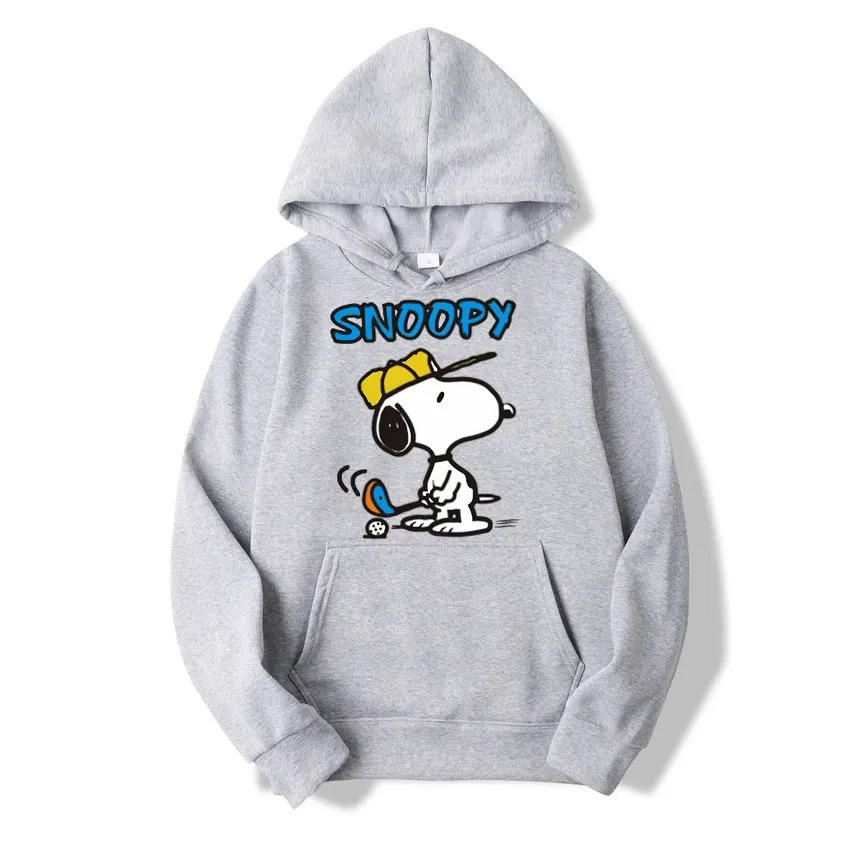 Light Blue Snoopy Men Hoodie Cartoon Anime Fashion Women Oversized Sweatshirt Tops Spring Autumn Couple Pullover Clothing