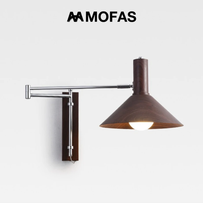 Italian Bauhaus Rocker Wall Lamp LED Plug Foldable Bedroom Bedside Study Reading Desk Retro Wiring Free Rotatable Sconces Lights